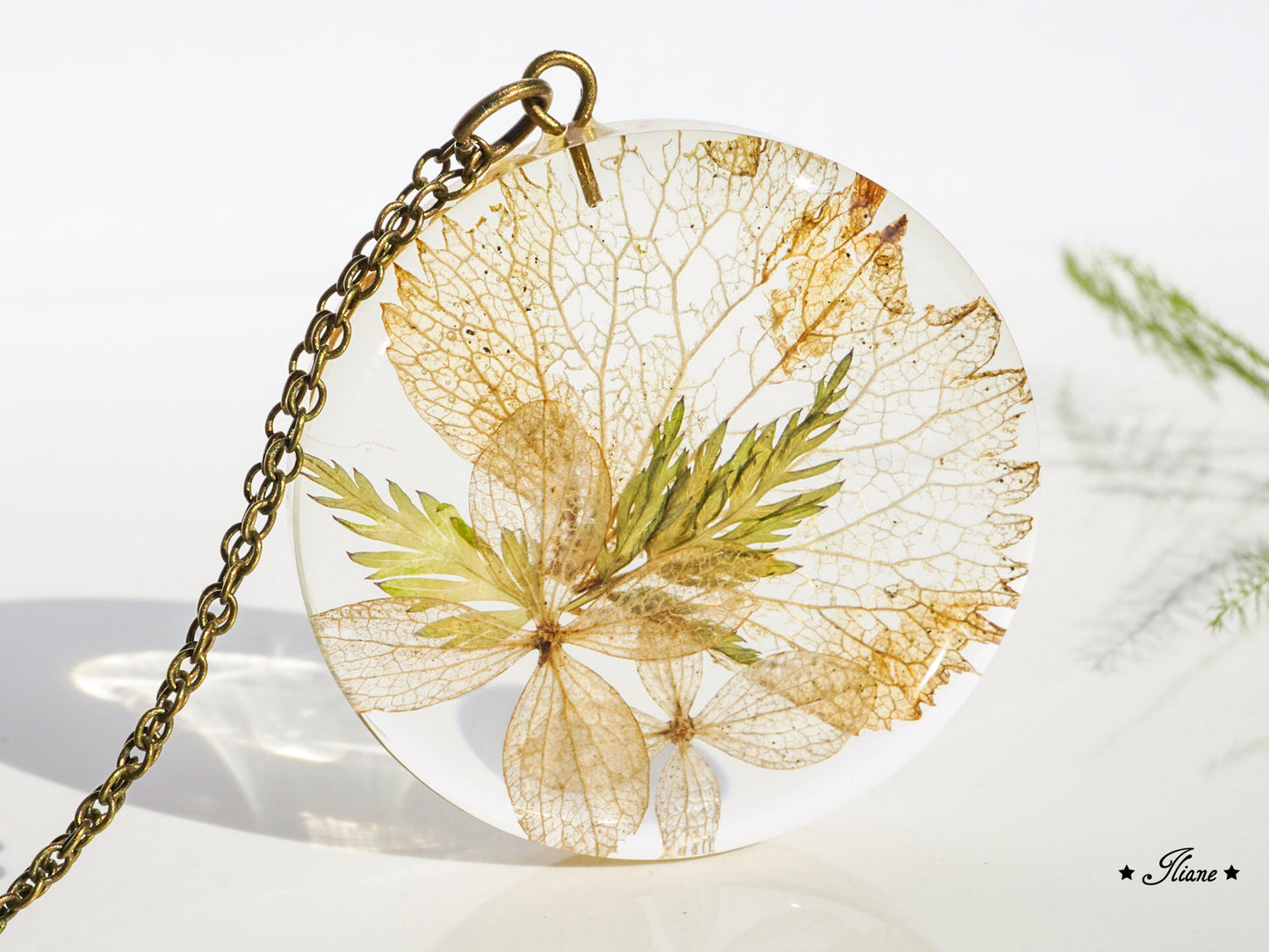 Vintage Hortensie - Kette mit Anhänger - antik bronze 0725
