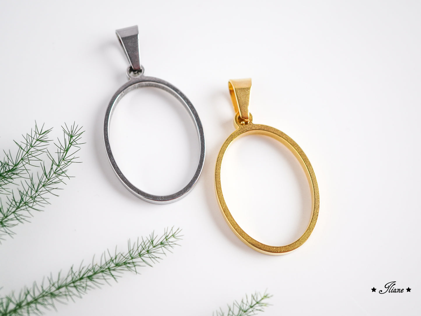 Dein persönliches Erinnerungsschmuckstück mit eigenen Blüten - Kette oval Edelstahl silber oder gold