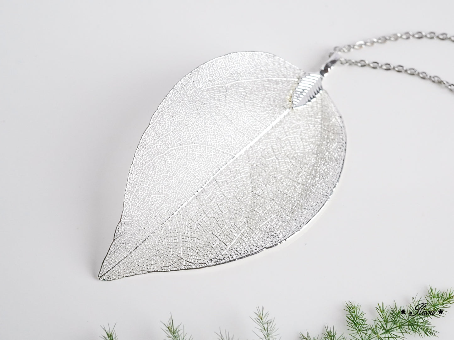 Blattskelett - Kette silber, gold, roségold, kupfer, mint