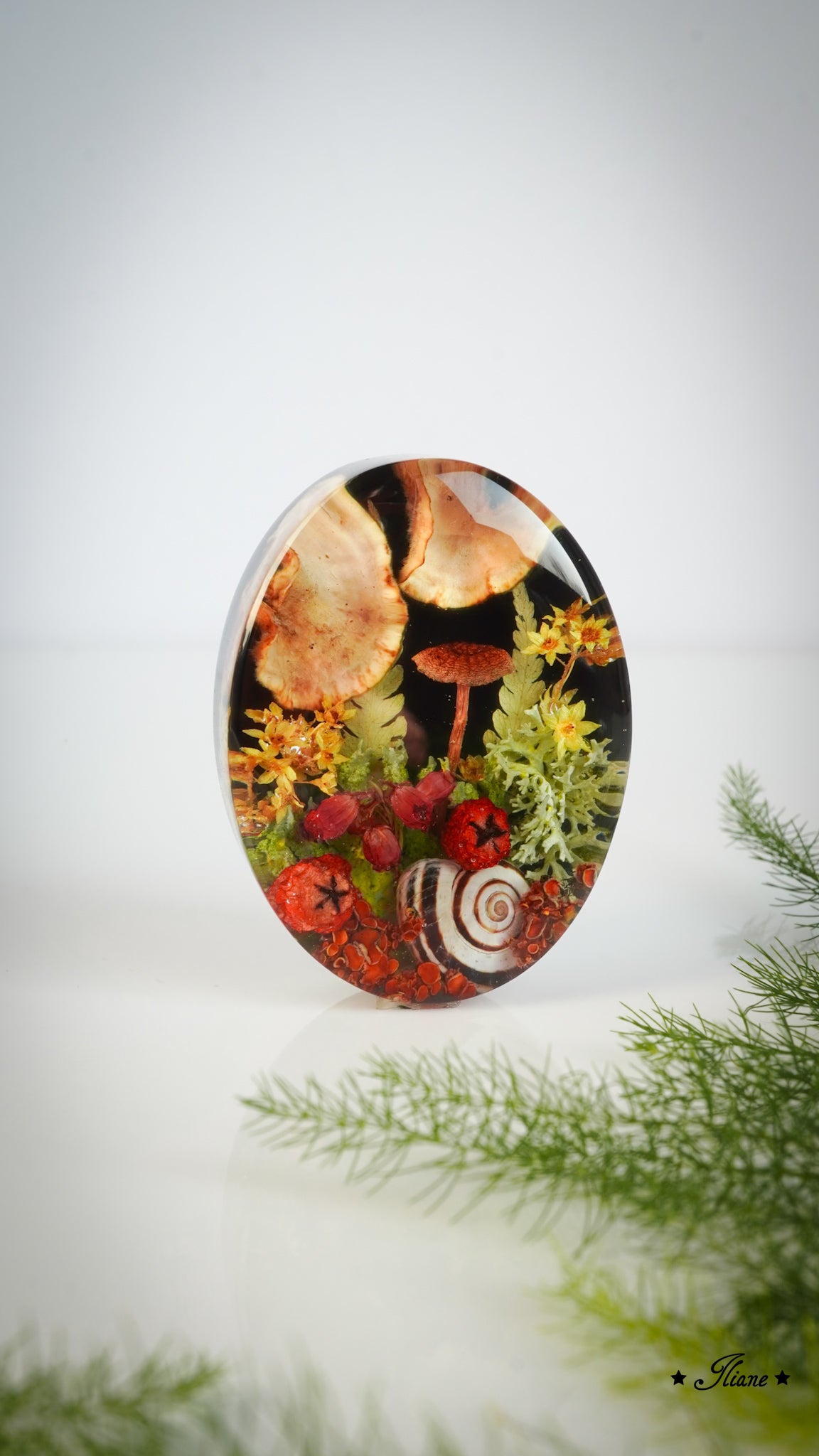 Mycelia - Beeren und Pilze - Kette mit Anhänger - Edelstahl silber, gold oder roségold 0832
