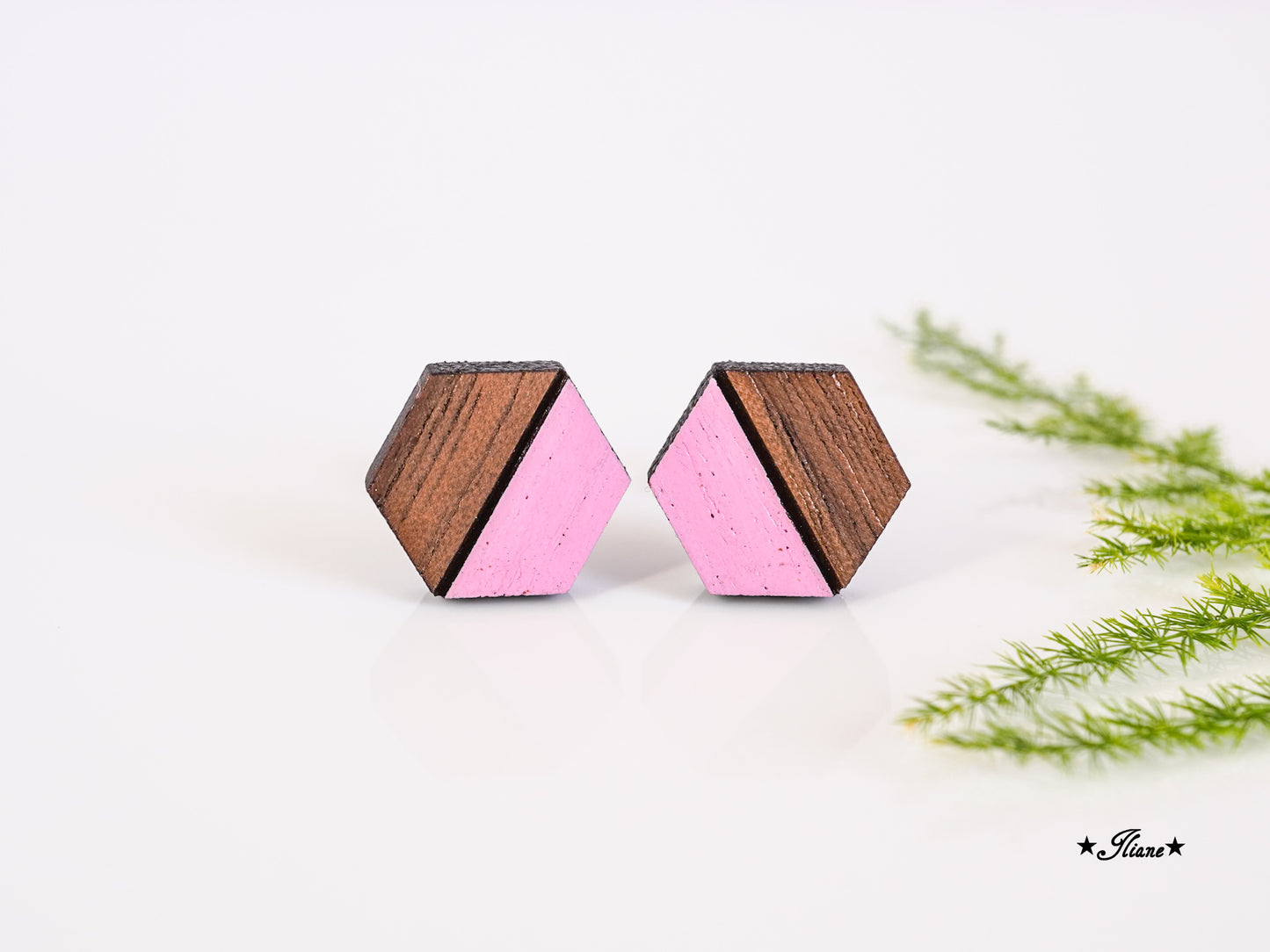 Ohrstecker aus Holz - Pastell Geo