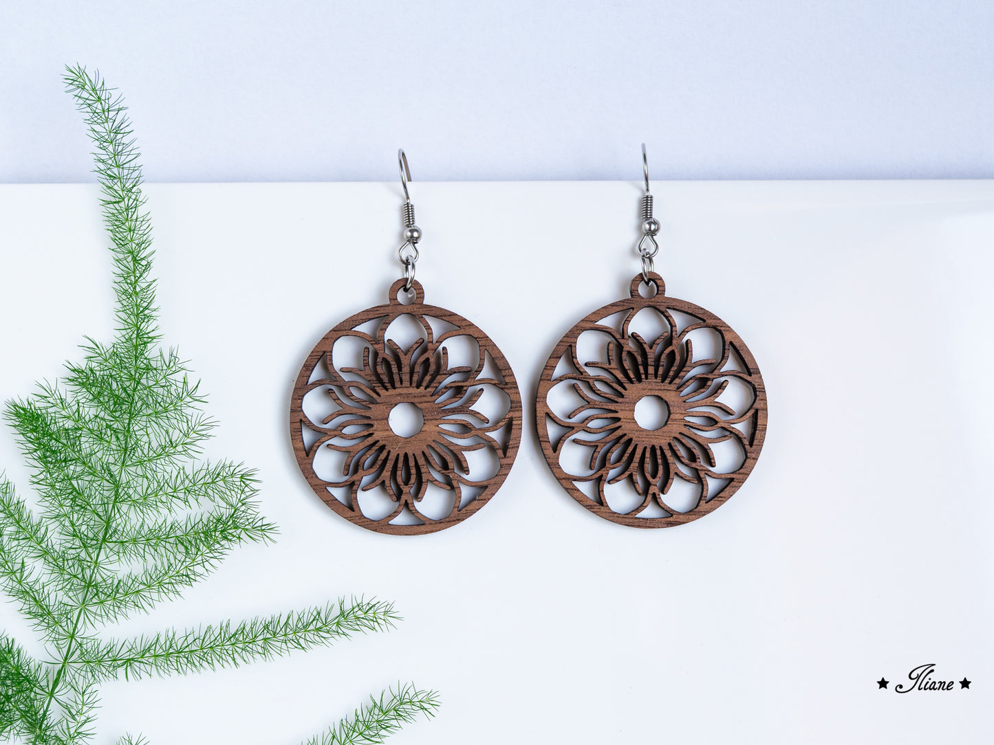 Holzohrringe Mandala Boho rund #10