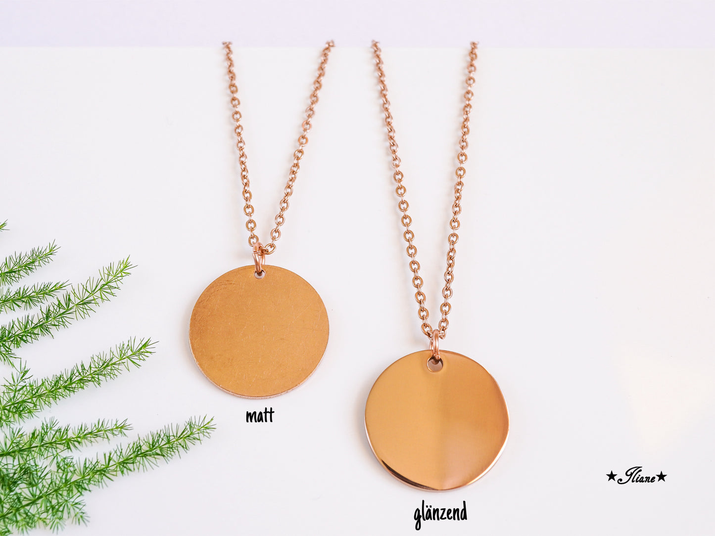 personalisierte Halskette mit Gravur - Dein Motiv - Edelstahl silber, gold oder roségoldfarben