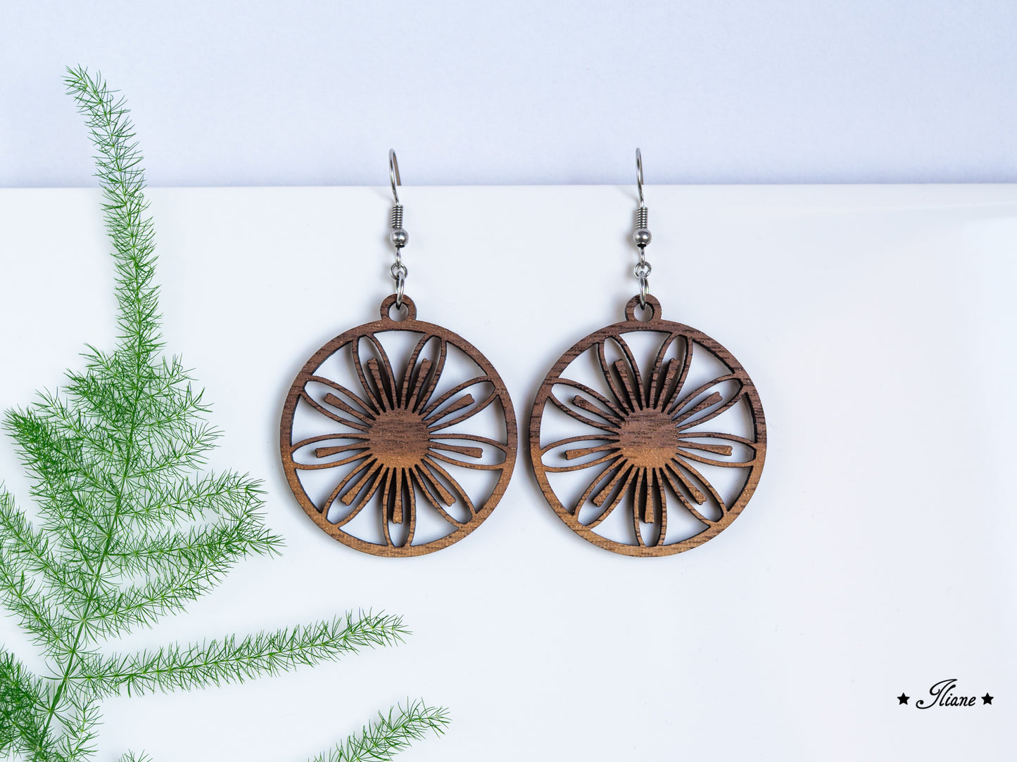 Holzohrringe Mandala Boho rund #13