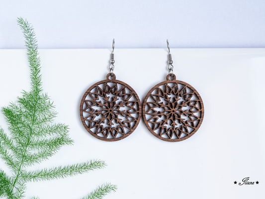 Holzohrringe Mandala Boho rund #16