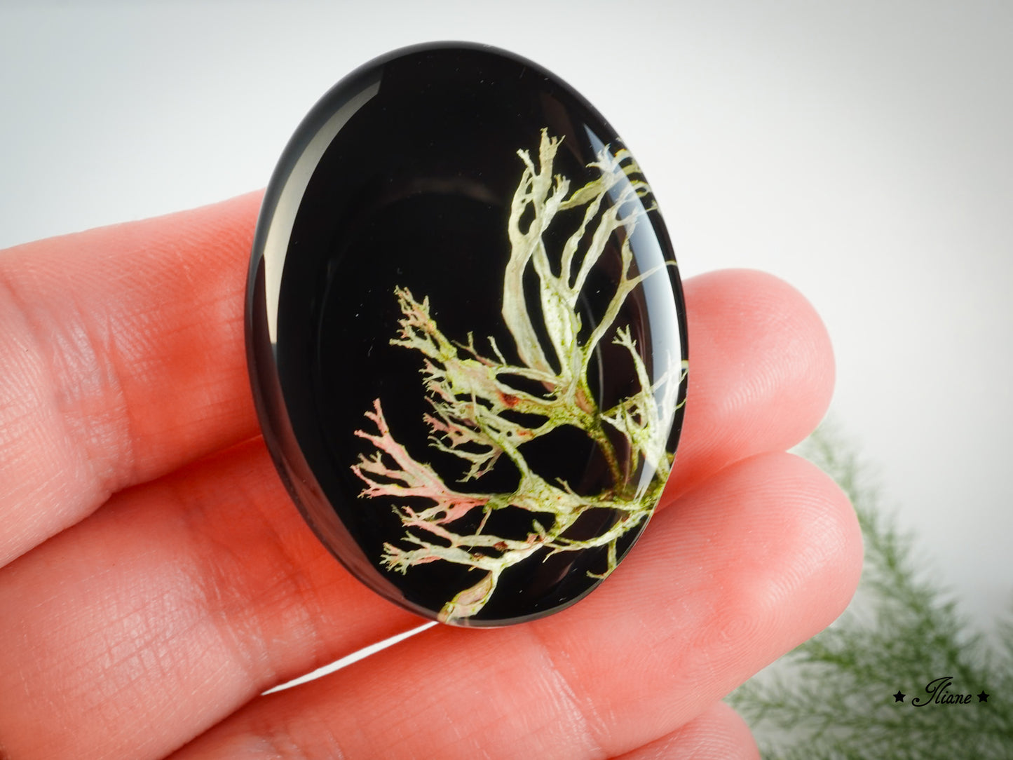 Silvan - Eichenmoos - Kette mit Anhänger - Edelstahl silber, gold oder roségold 0833