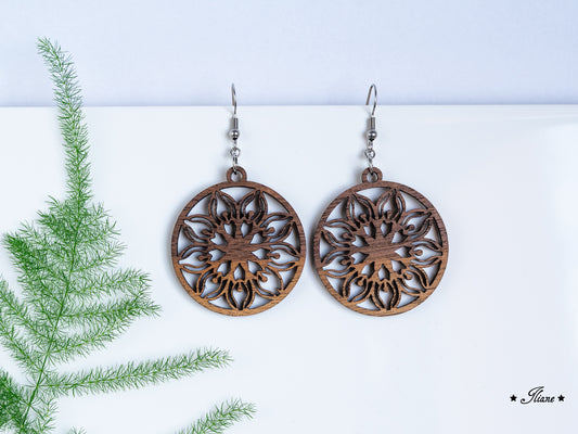 Holzohrringe Mandala Boho rund #19