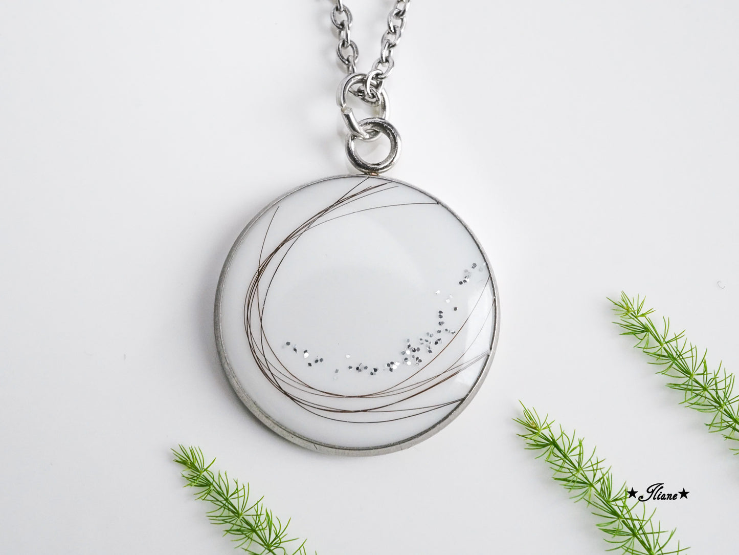 Dein persönliches Erinnerungsschmuckstück mit Haaren und Glitzer - Kette rund Edelstahl silber, gold oder roségold