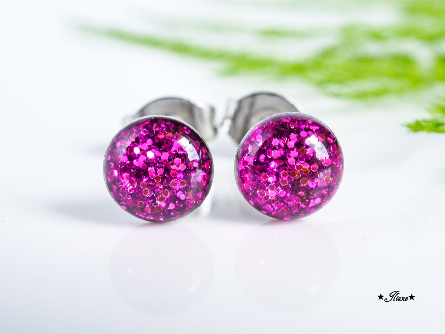 30 Farben - Ohrstecker aus Edelstahl mit Glitzer