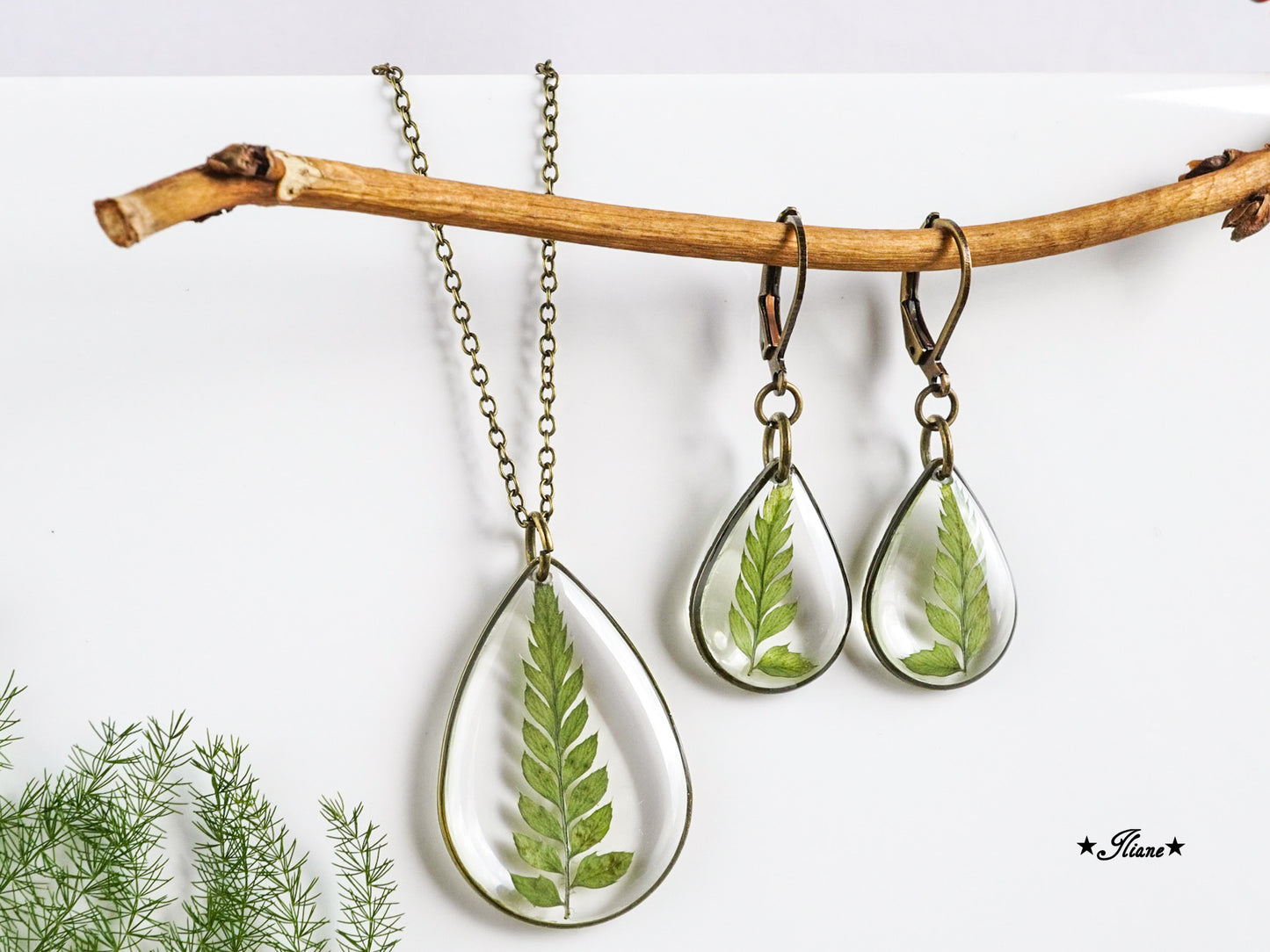 vintage Farn - SET antik bronze 0729