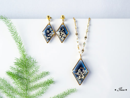 Doldenblüten onyx - SET Edelstahl gold 0879