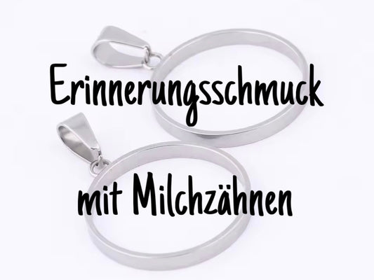 Dein persönliches Erinnerungsschmuckstück mit Milchzähnen und Blüten - Kette rund Edelstahl silber, gold oder roségold