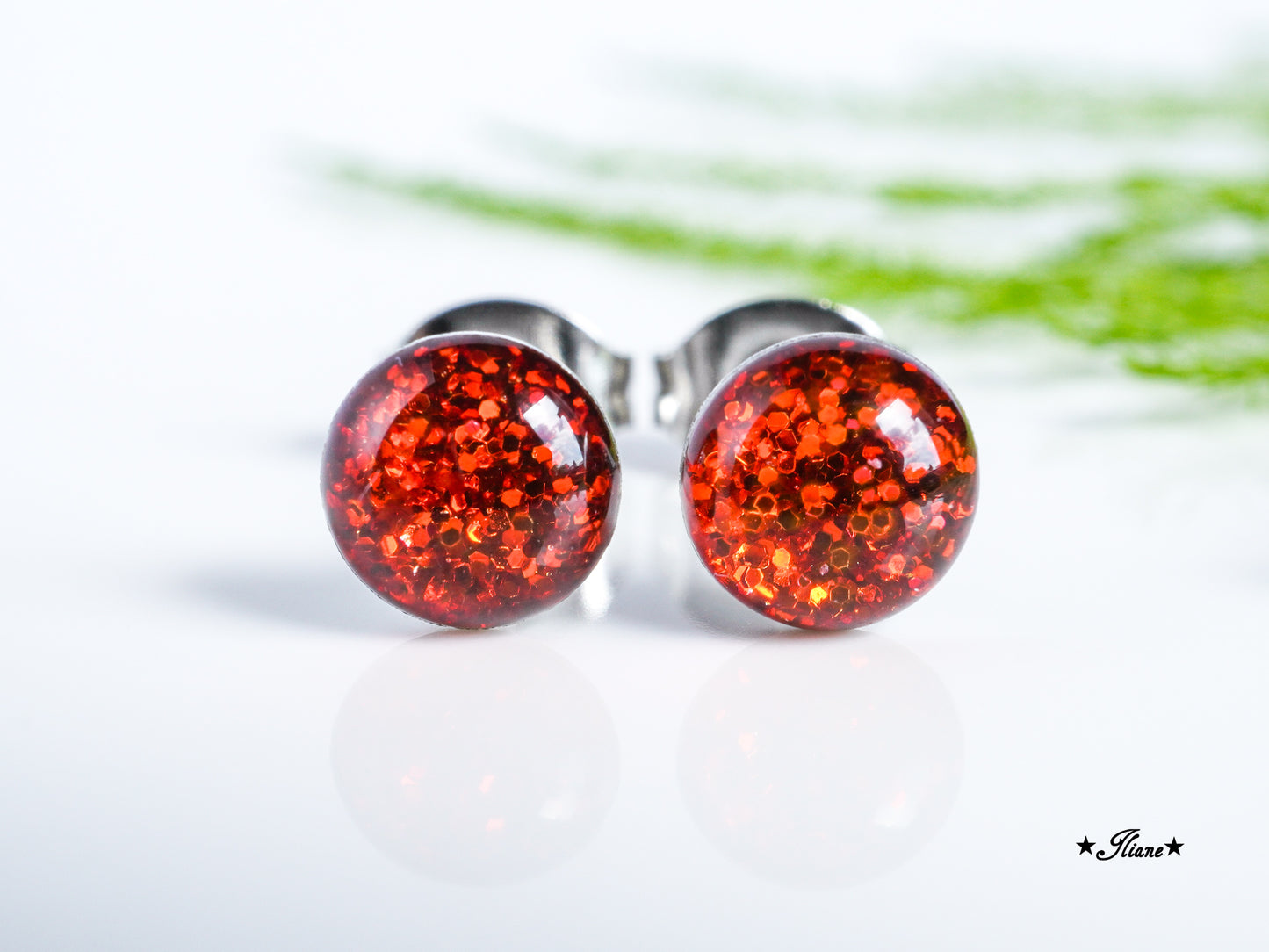 30 Farben - Ohrstecker aus Edelstahl mit Glitzer