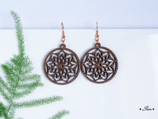 Holzohrringe Mandala Boho rund #21