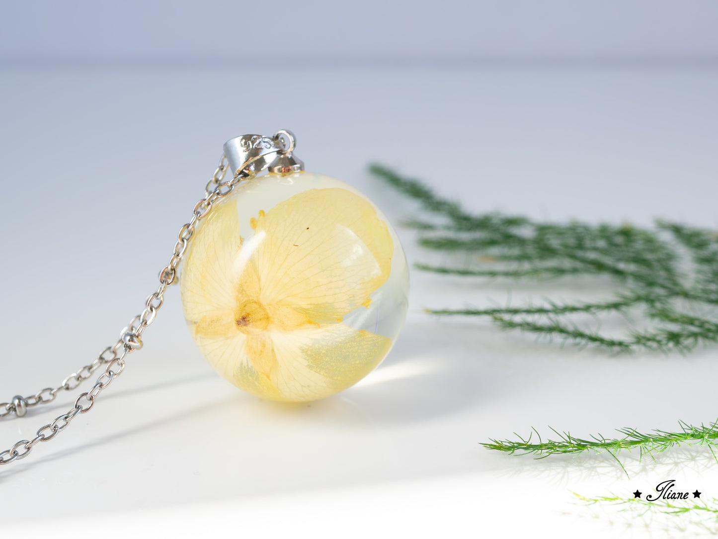 Kette Kugel mit Jasminblüte - silber 0845