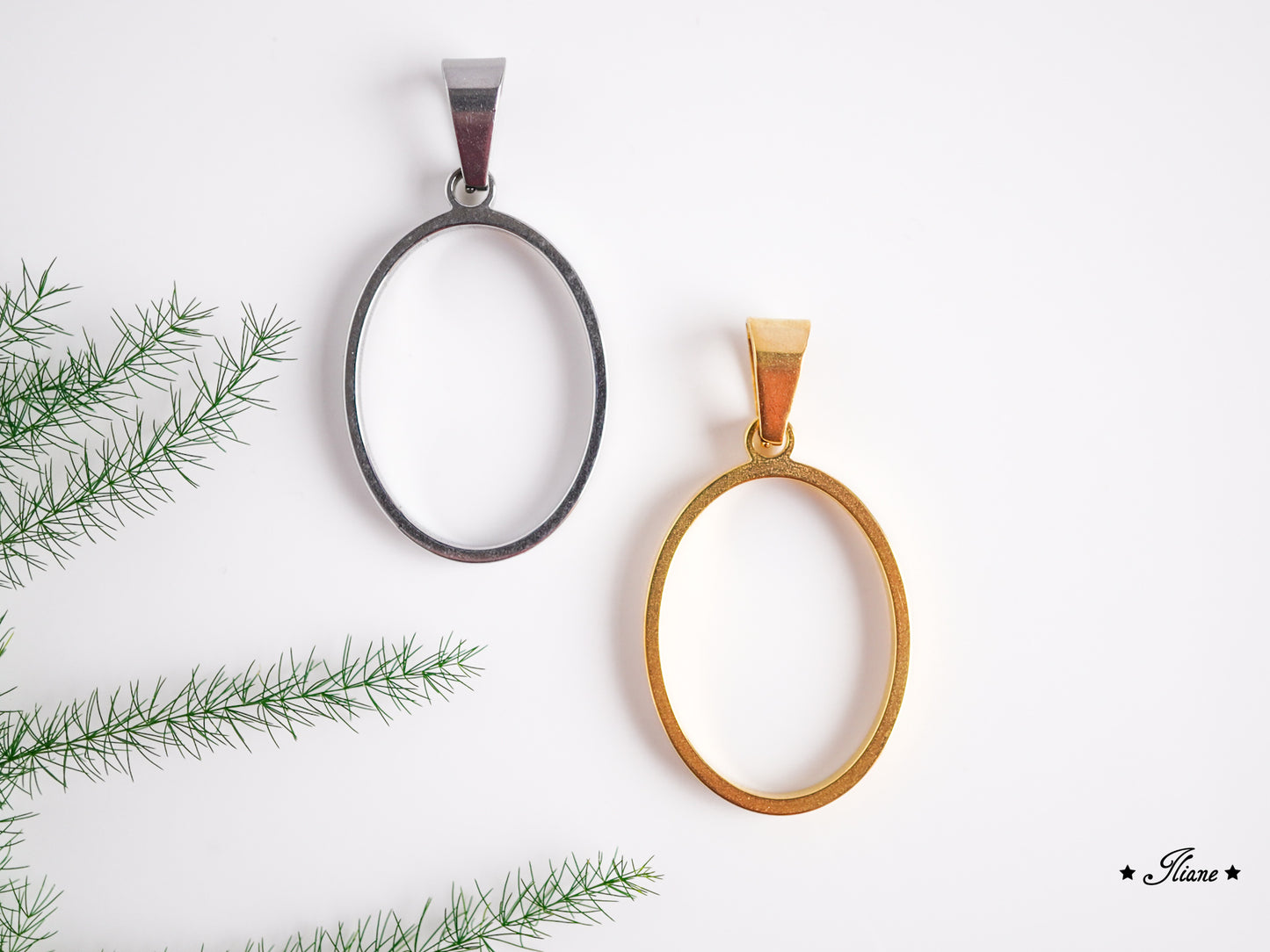 Dein persönliches Erinnerungsschmuckstück mit eigenen Blüten - Kette oval Edelstahl silber oder gold