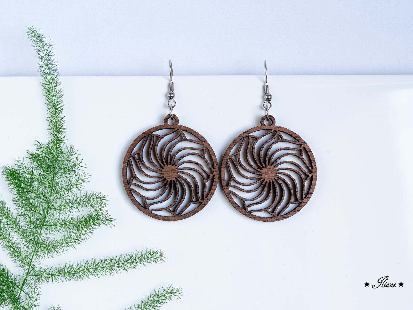 Holzohrringe Mandala Boho rund #22