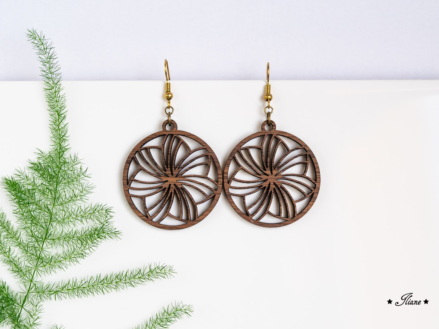 Holzohrringe Mandala Boho rund #1