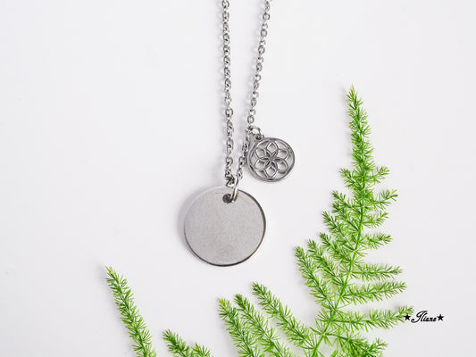 Kettenanhänger - Blume des Lebens - Edelstahl silber