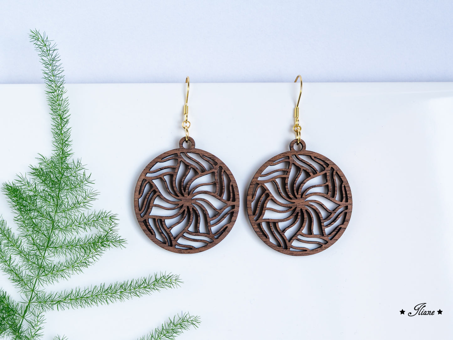 Holzohrringe Mandala Boho rund #23