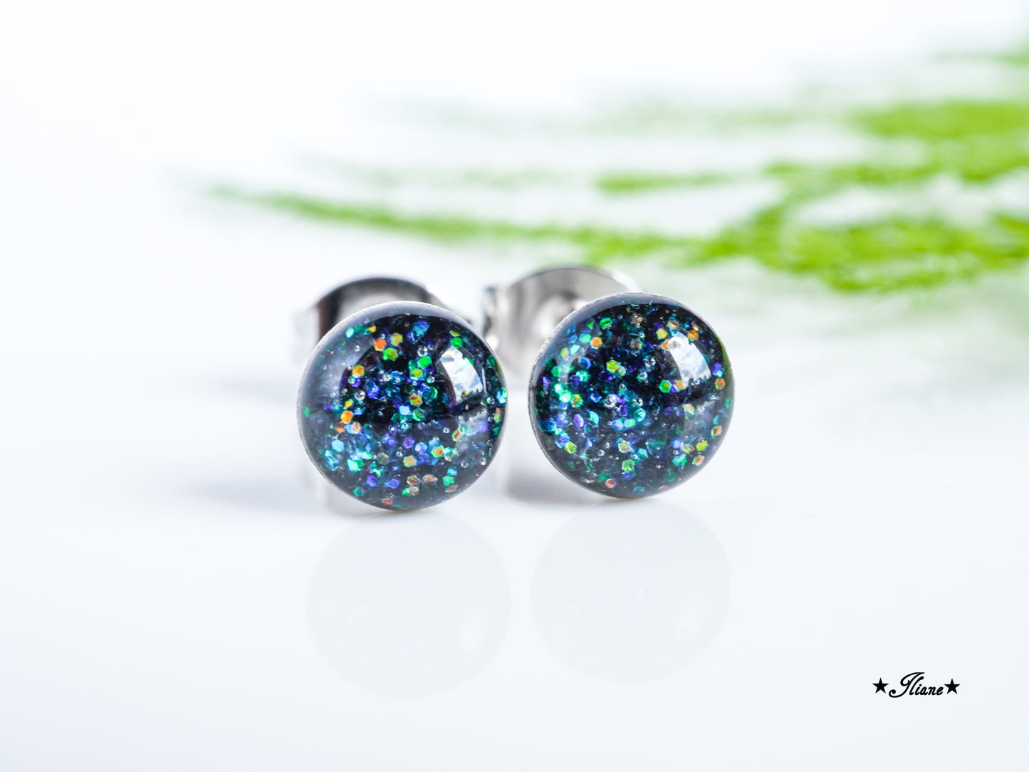 30 Farben - Ohrstecker aus Edelstahl mit Glitzer