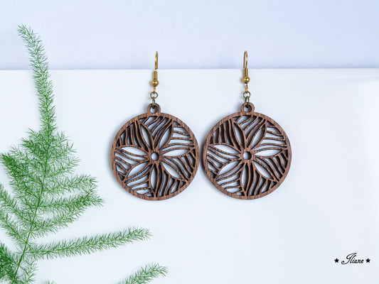 Holzohrringe Mandala Boho rund #24