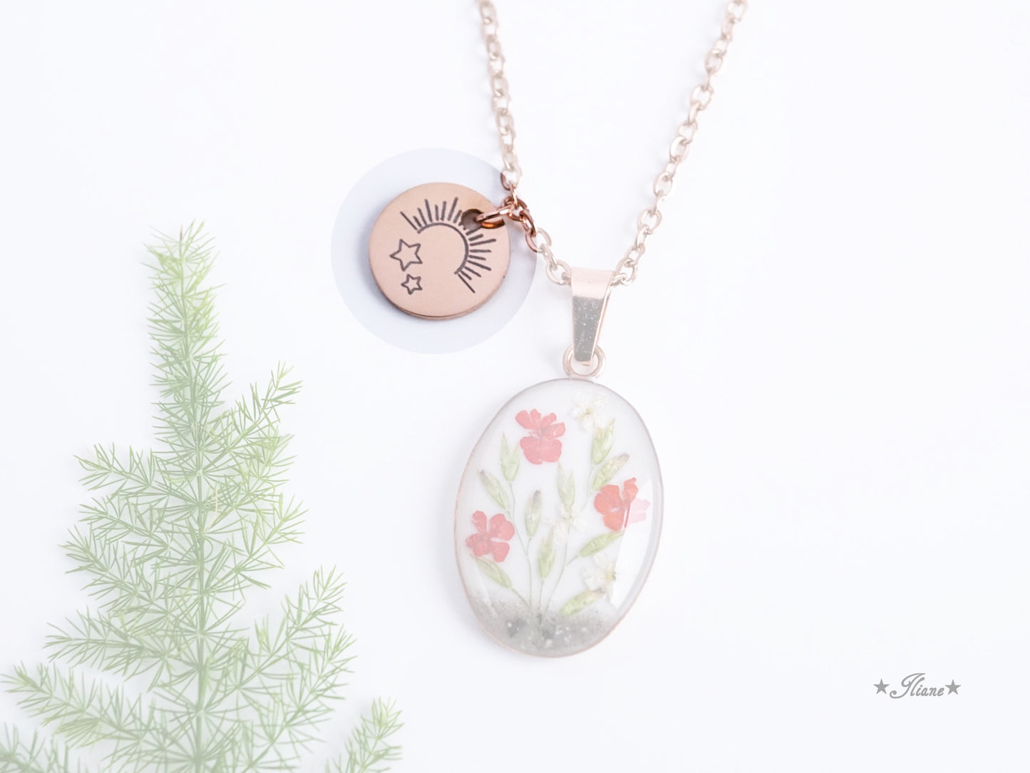 personalisierte Halskette mit Gravur - Dein Motiv - Edelstahl silber, gold oder roségoldfarben