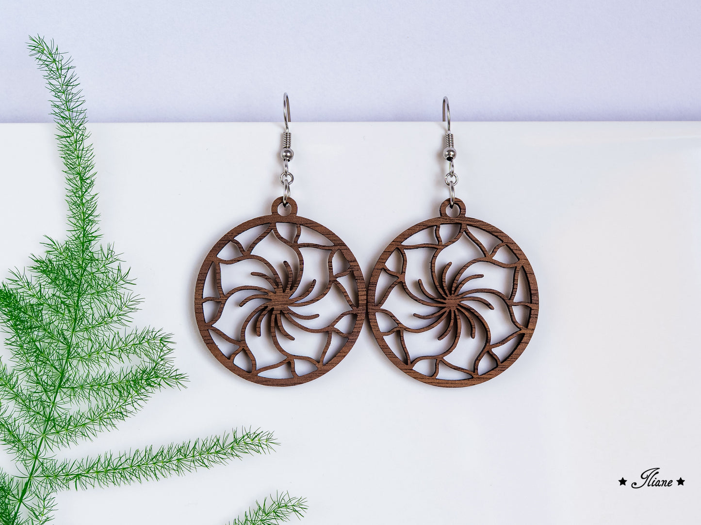 Holzohrringe Mandala Boho rund #26