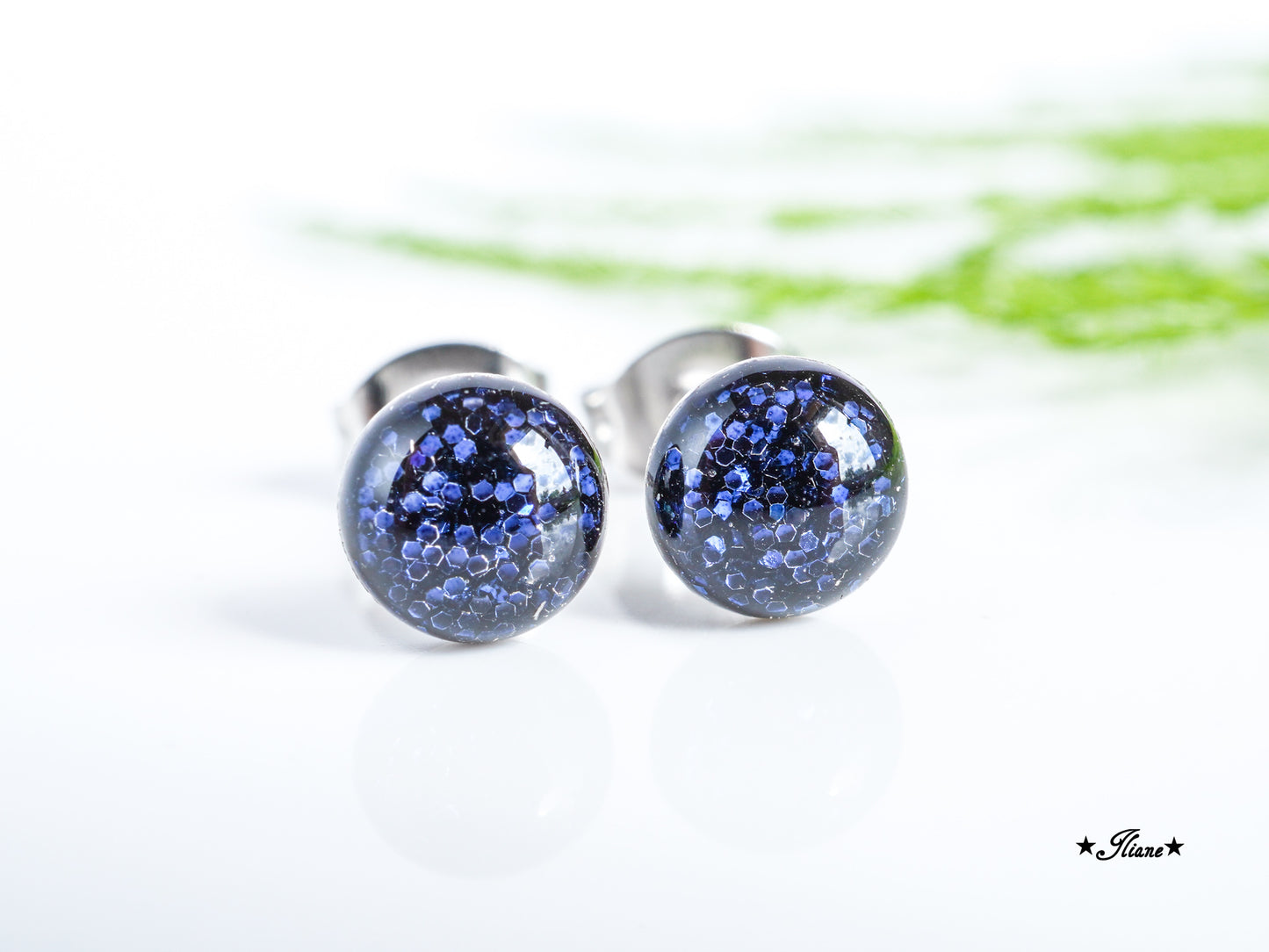 30 Farben - Ohrstecker aus Edelstahl mit Glitzer