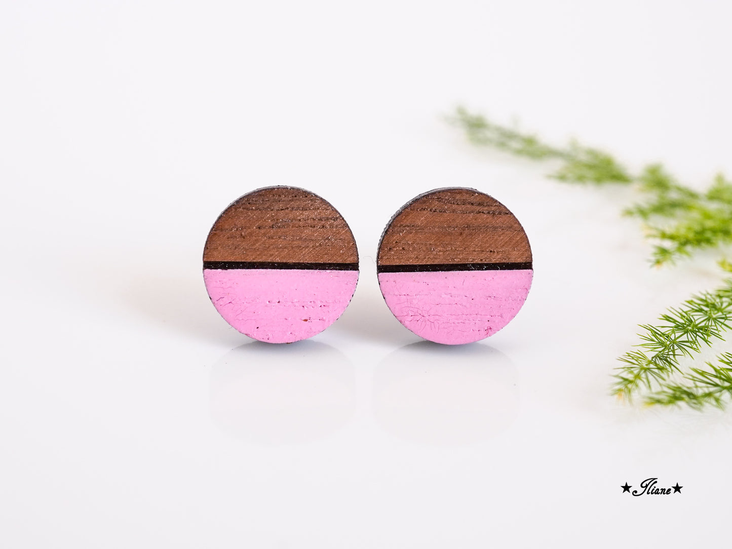 Ohrstecker aus Holz - Pastell Geo