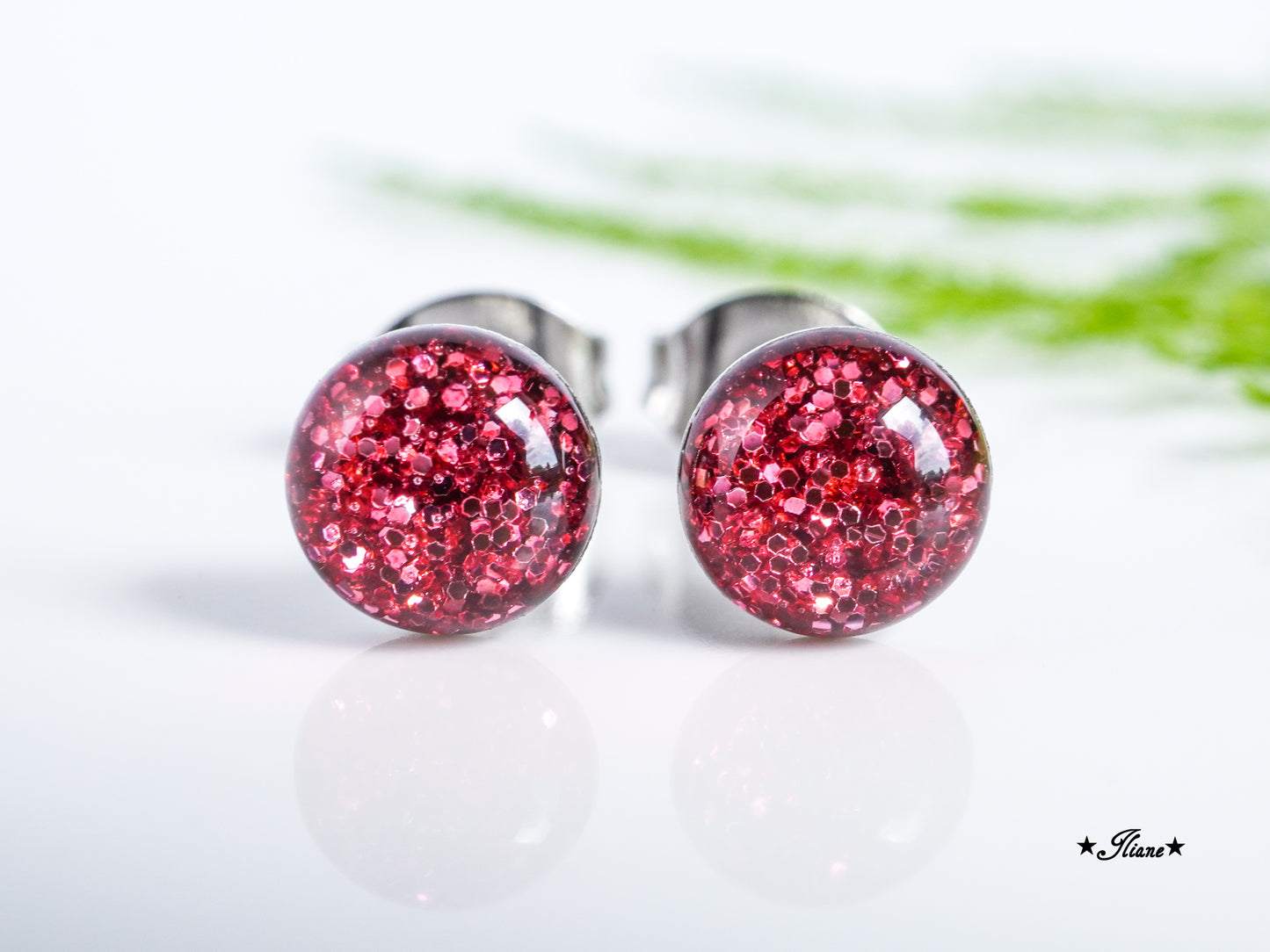 30 Farben - Ohrstecker aus Edelstahl mit Glitzer