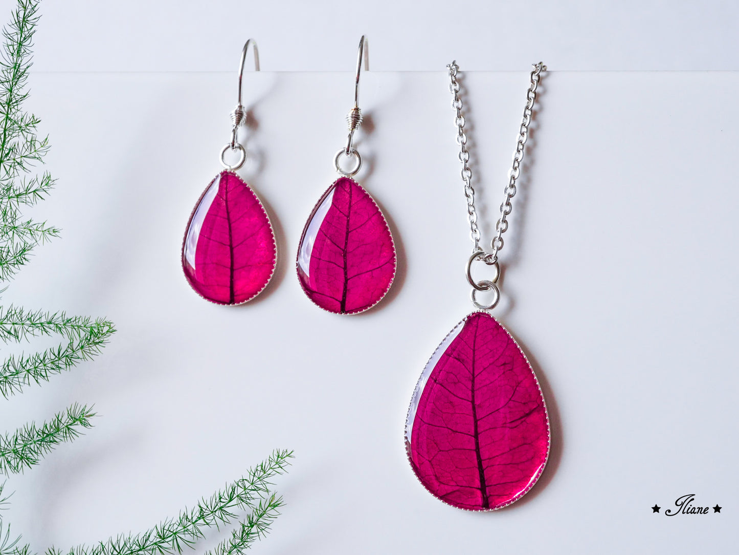 Bougainvillea - Ruby Red - SET Edelstahl silber, gold oder roségold