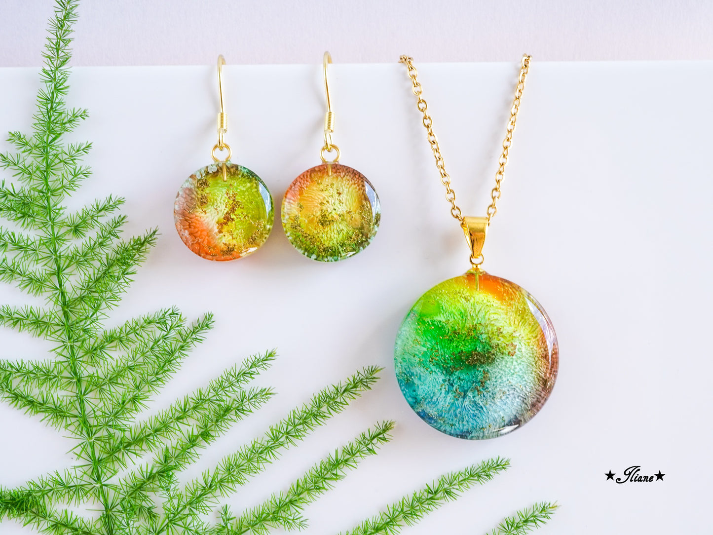 Sunny Side Of Life - SET Ohrringe und Kette aus Edelstahl gold 0771