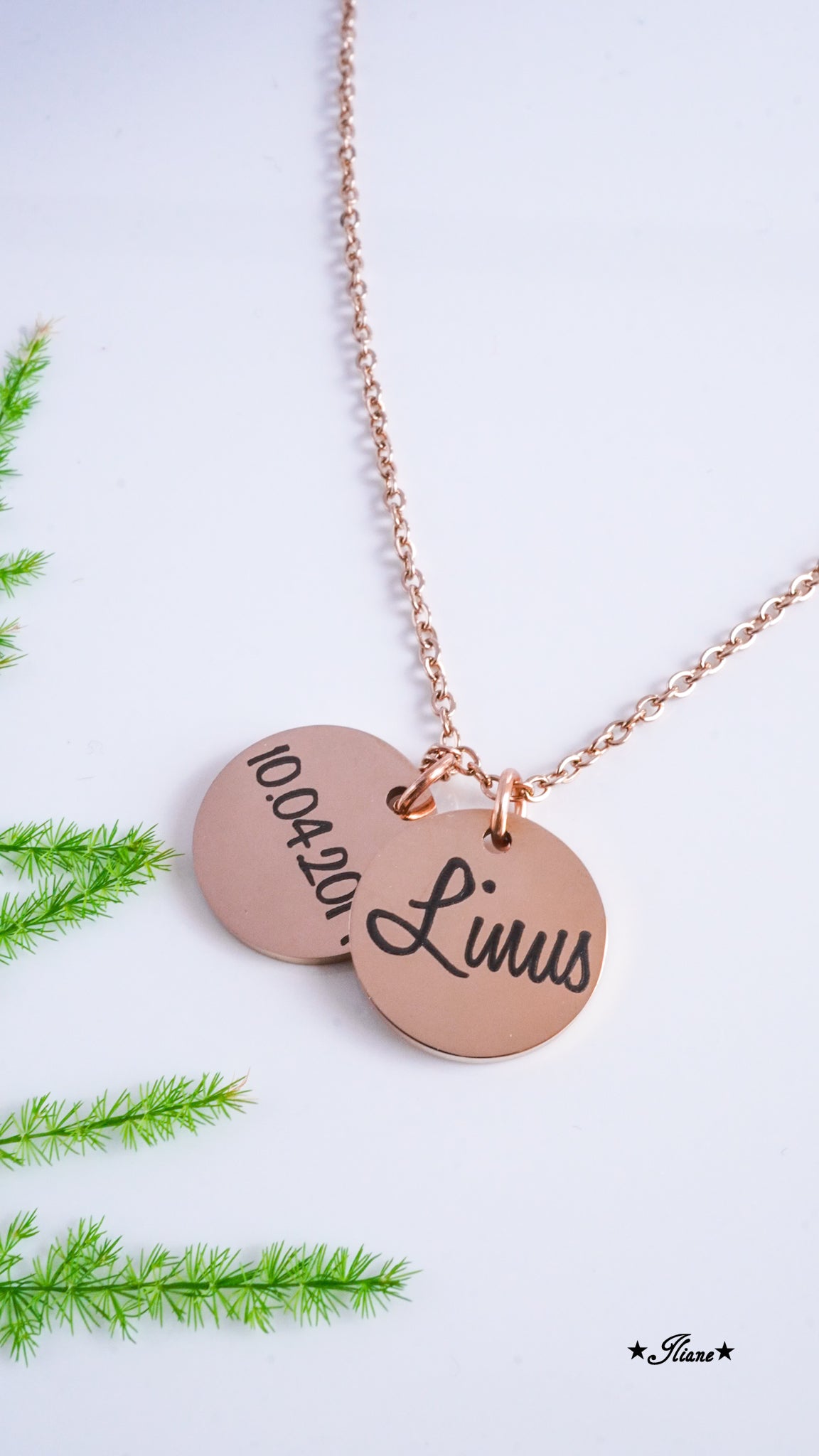 personalisierte Halskette - Namen oder Spruch - Edelstahl silber, gold oder roségoldfarben