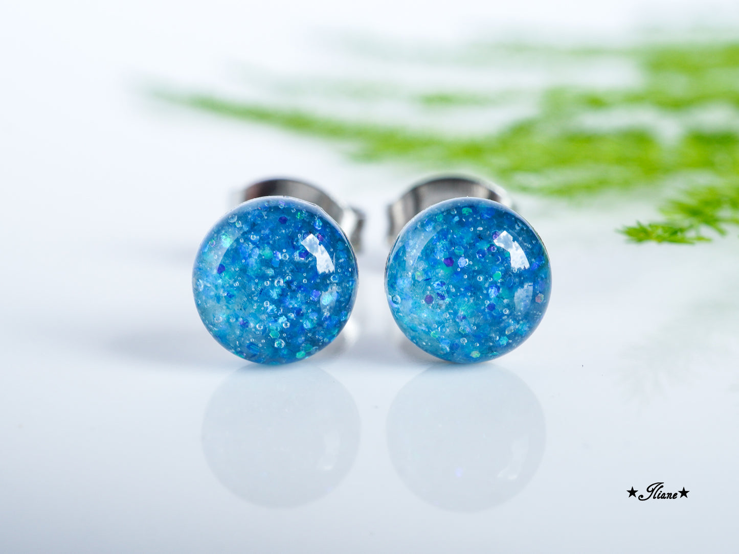 30 Farben - Ohrstecker aus Edelstahl mit Glitzer