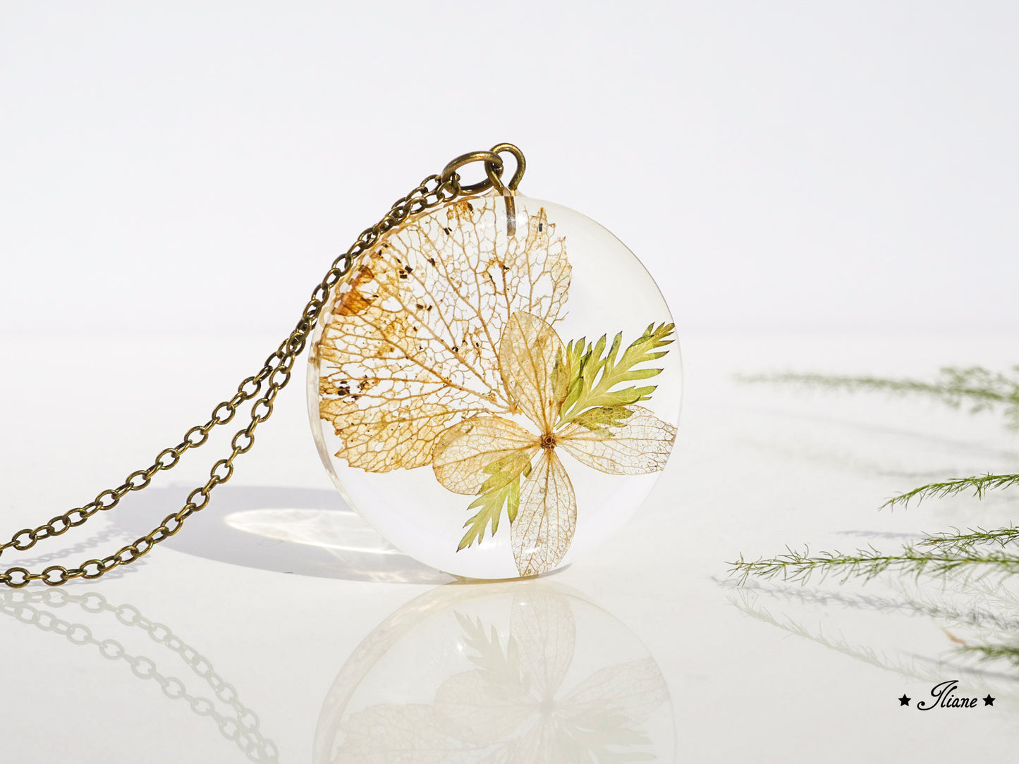Vintage Hortensie - Kette mit Anhänger - antik bronze 0725