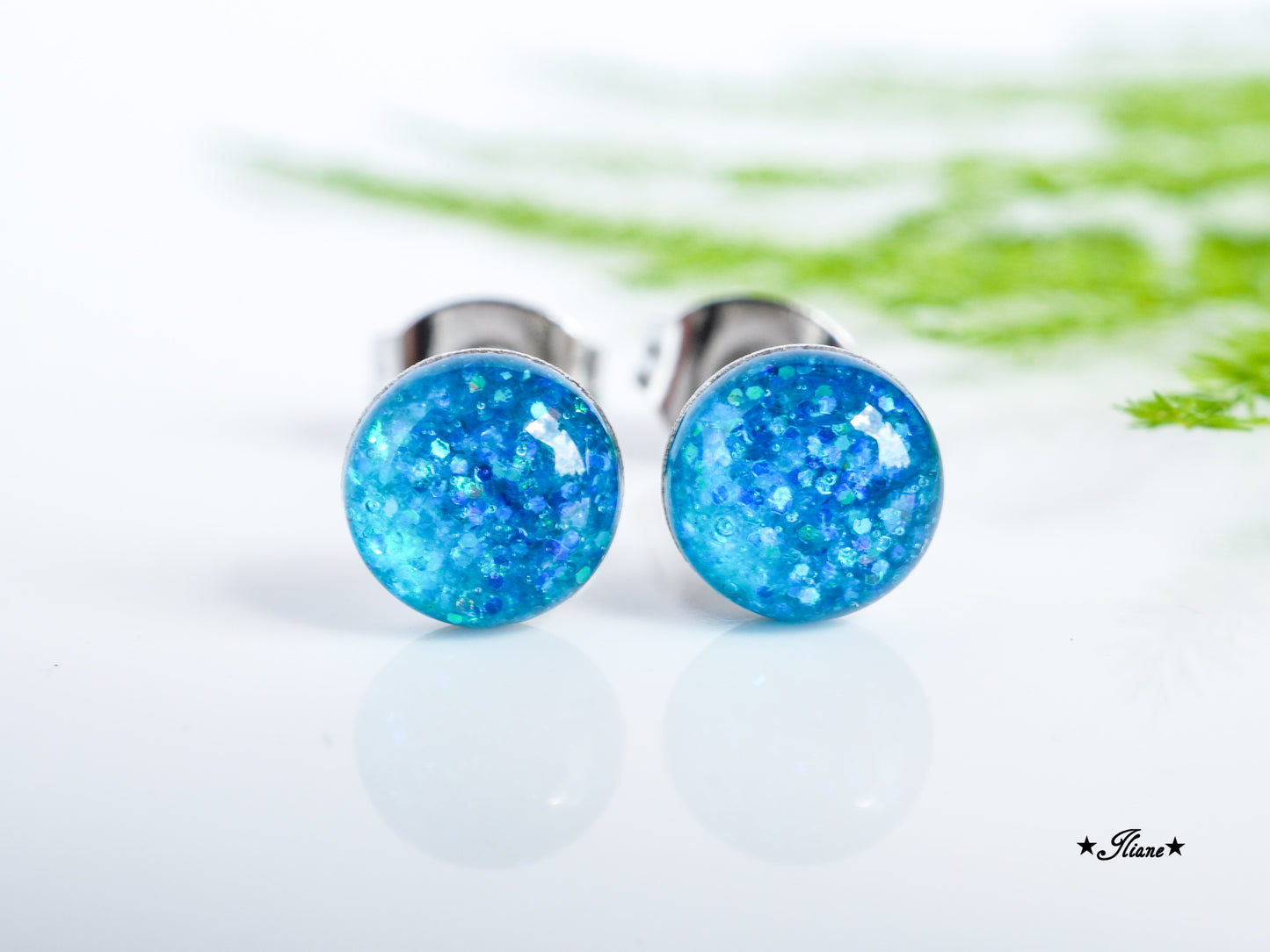 30 Farben - Ohrstecker aus Edelstahl mit Glitzer