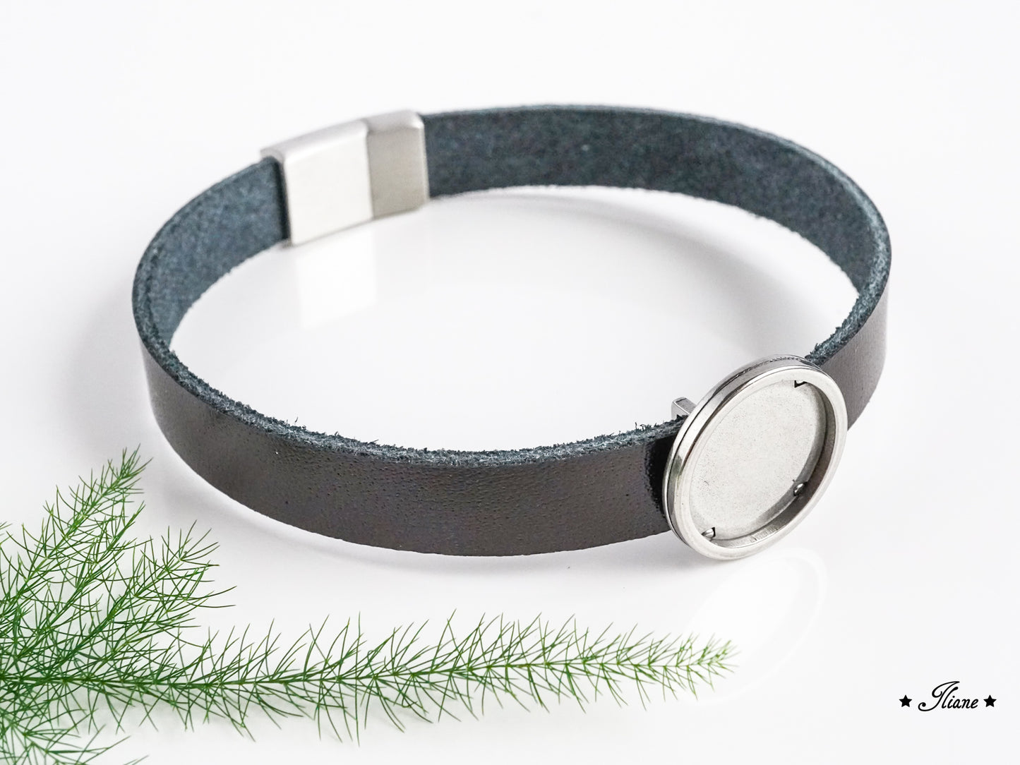 Lederarmband - Dein persönliches Erinnerungsschmuckstück mit Haaren oder Fell - Edelstahl silber