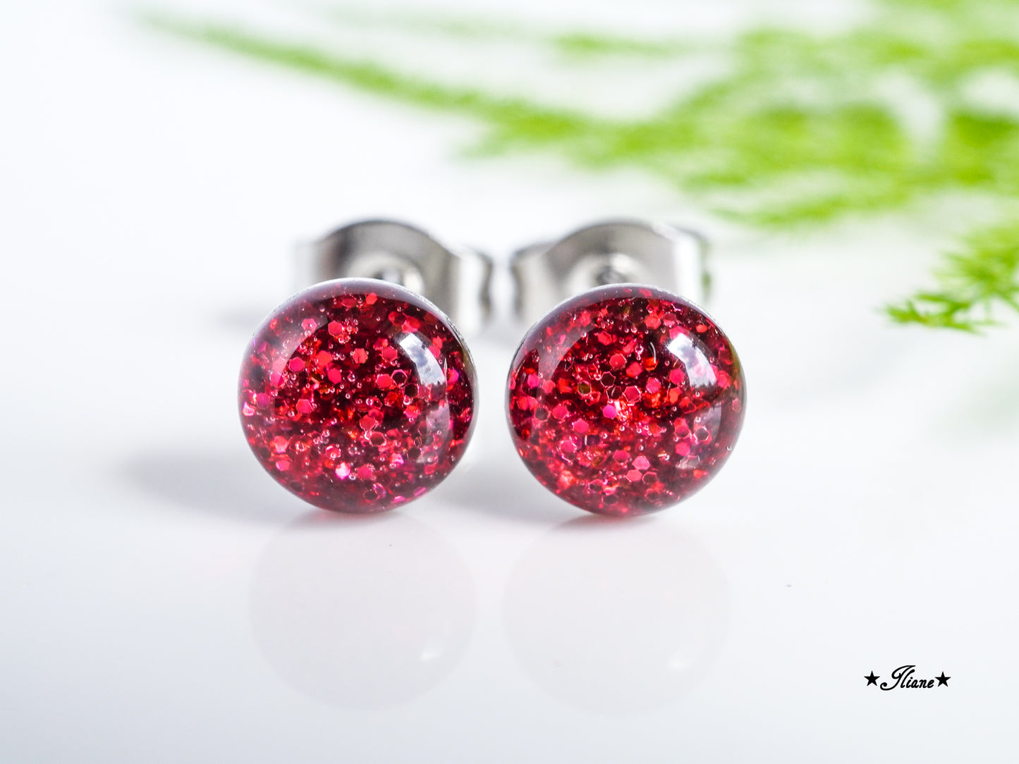 30 Farben - Ohrstecker aus Edelstahl mit Glitzer