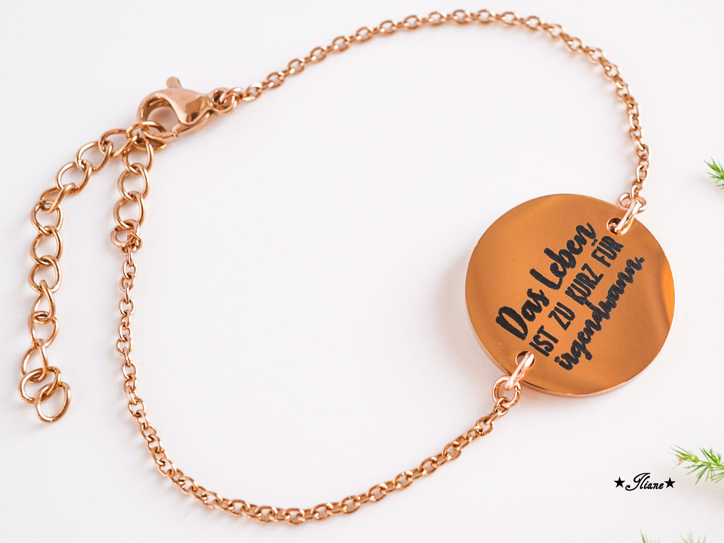 personalisiertes Armband - Namen oder Spruch - Edelstahl silber, gold oder roségoldfarben