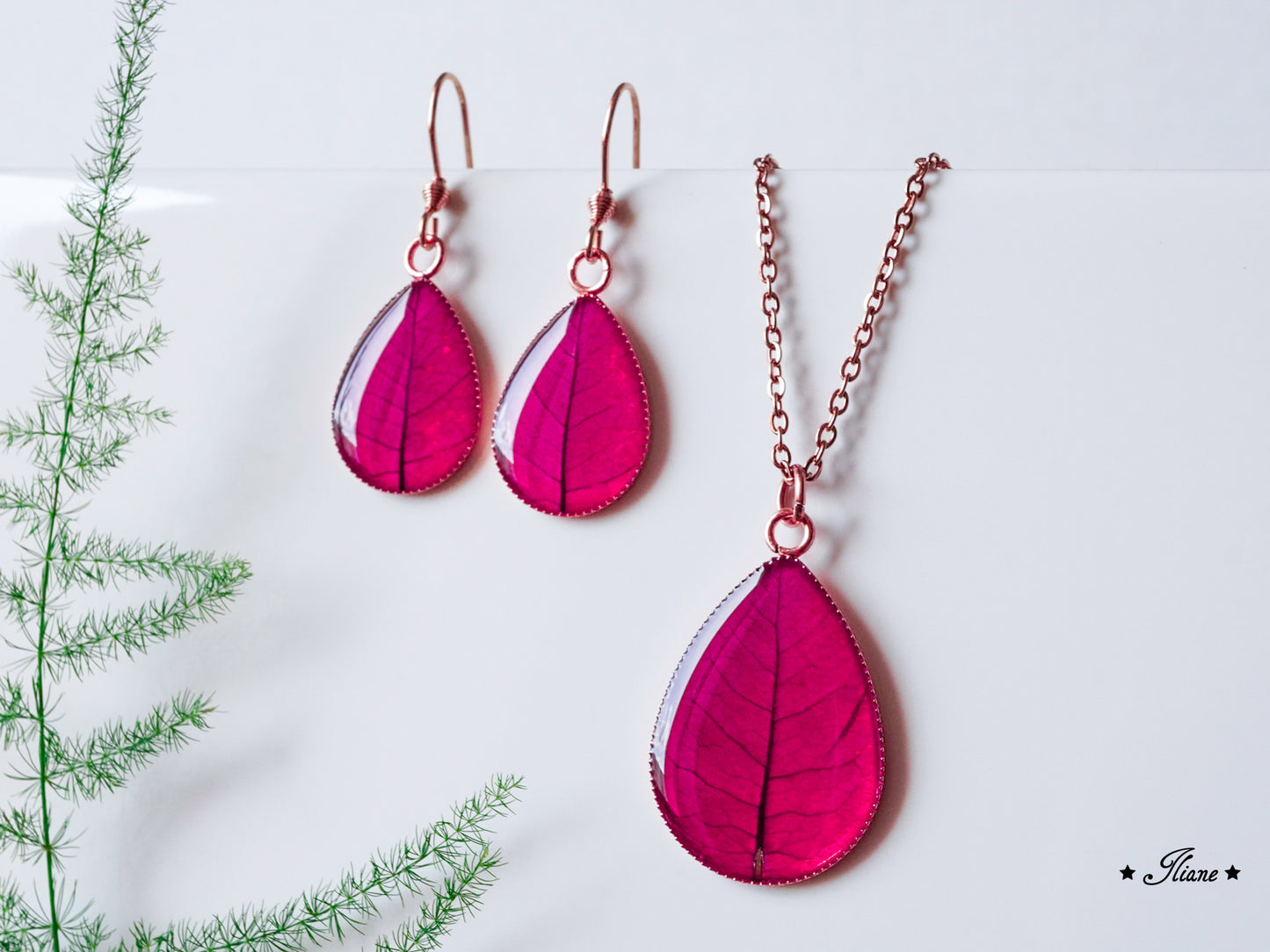 Bougainvillea - Ruby Red - SET Edelstahl silber, gold oder roségold