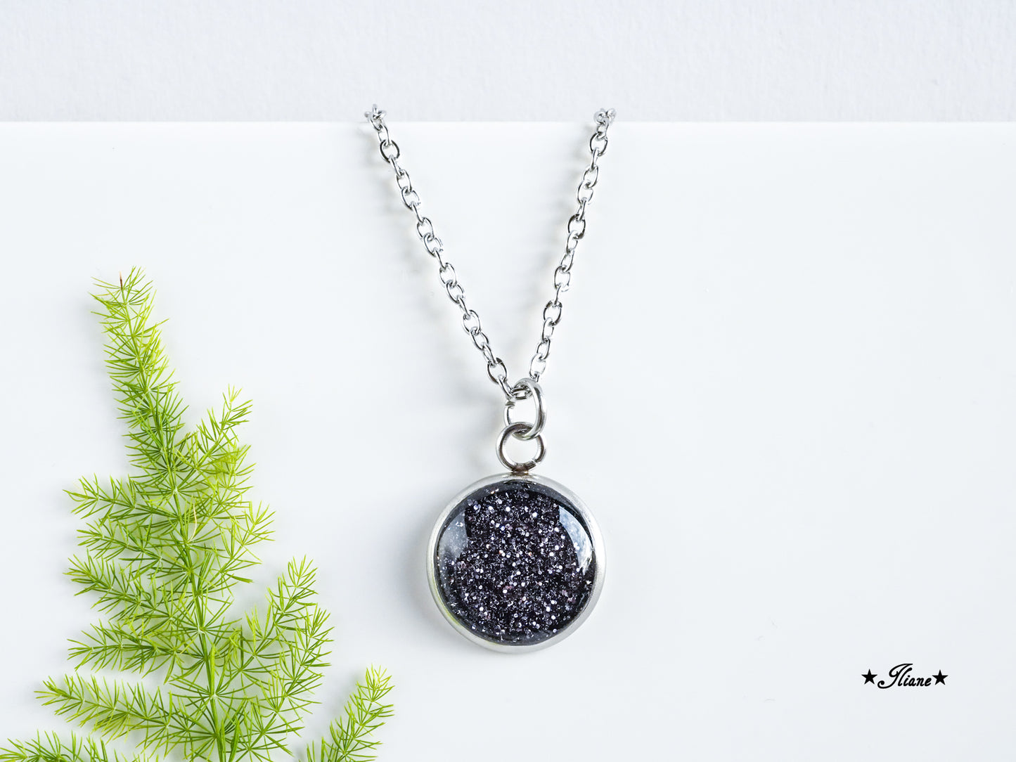 30 Farben - Kette aus Edelstahl silber mit Glitzer