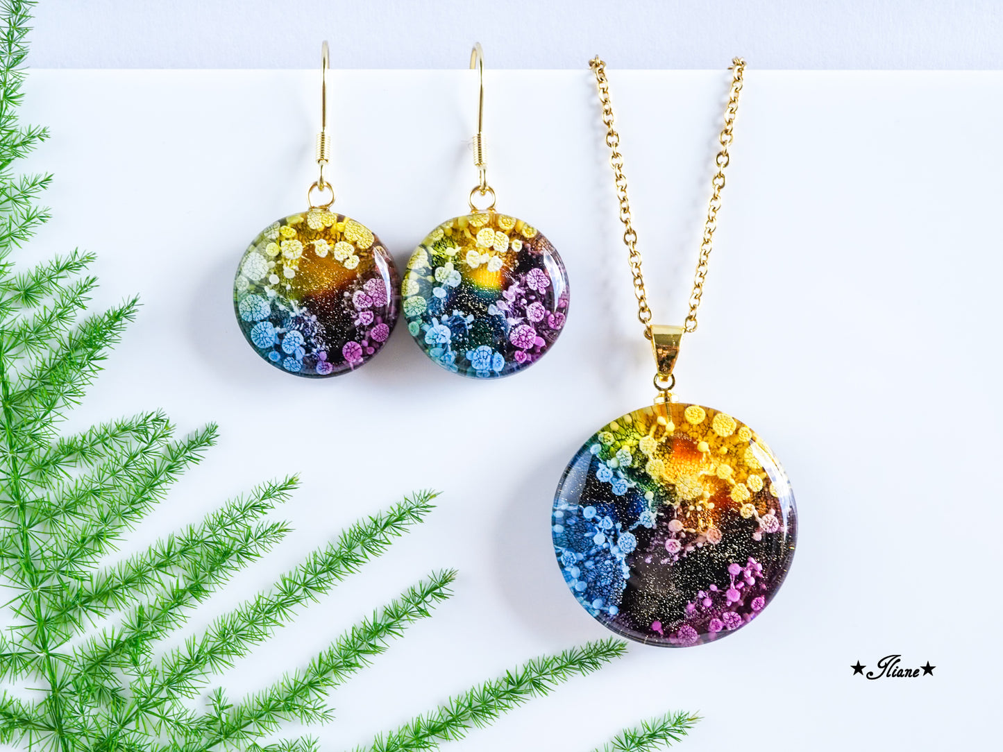 Splash - Ohrhänger und Kette aus Edelstahl gold 0766