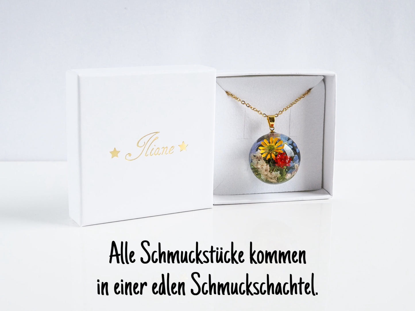 Kettenanhänger Kugel mit bunten Blüten 0762