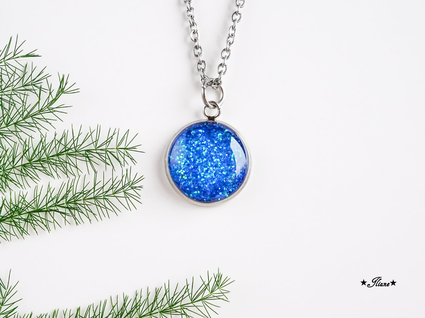 30 Farben - Kette aus Edelstahl silber mit Glitzer