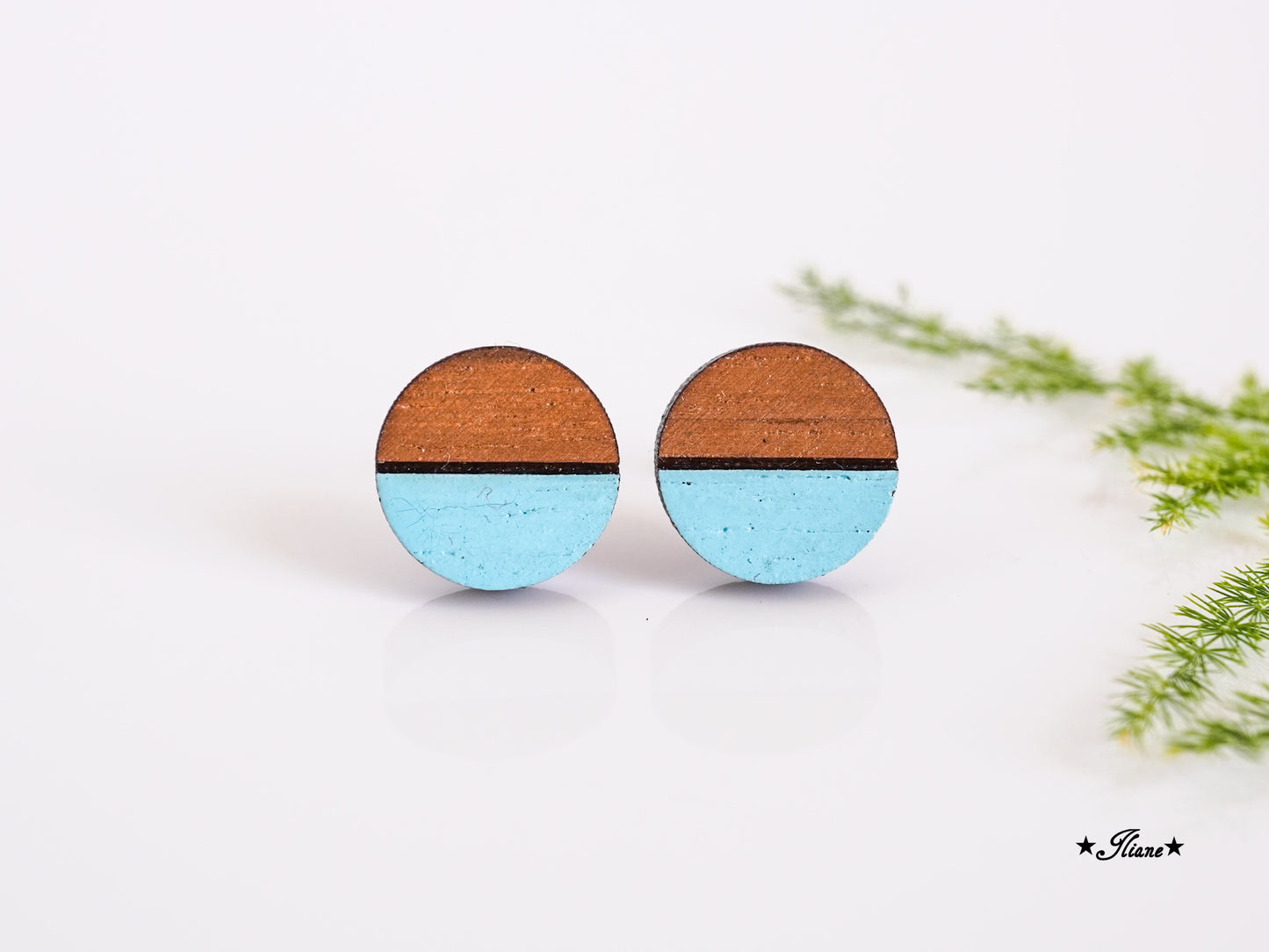 Ohrstecker aus Holz - Pastell Geo