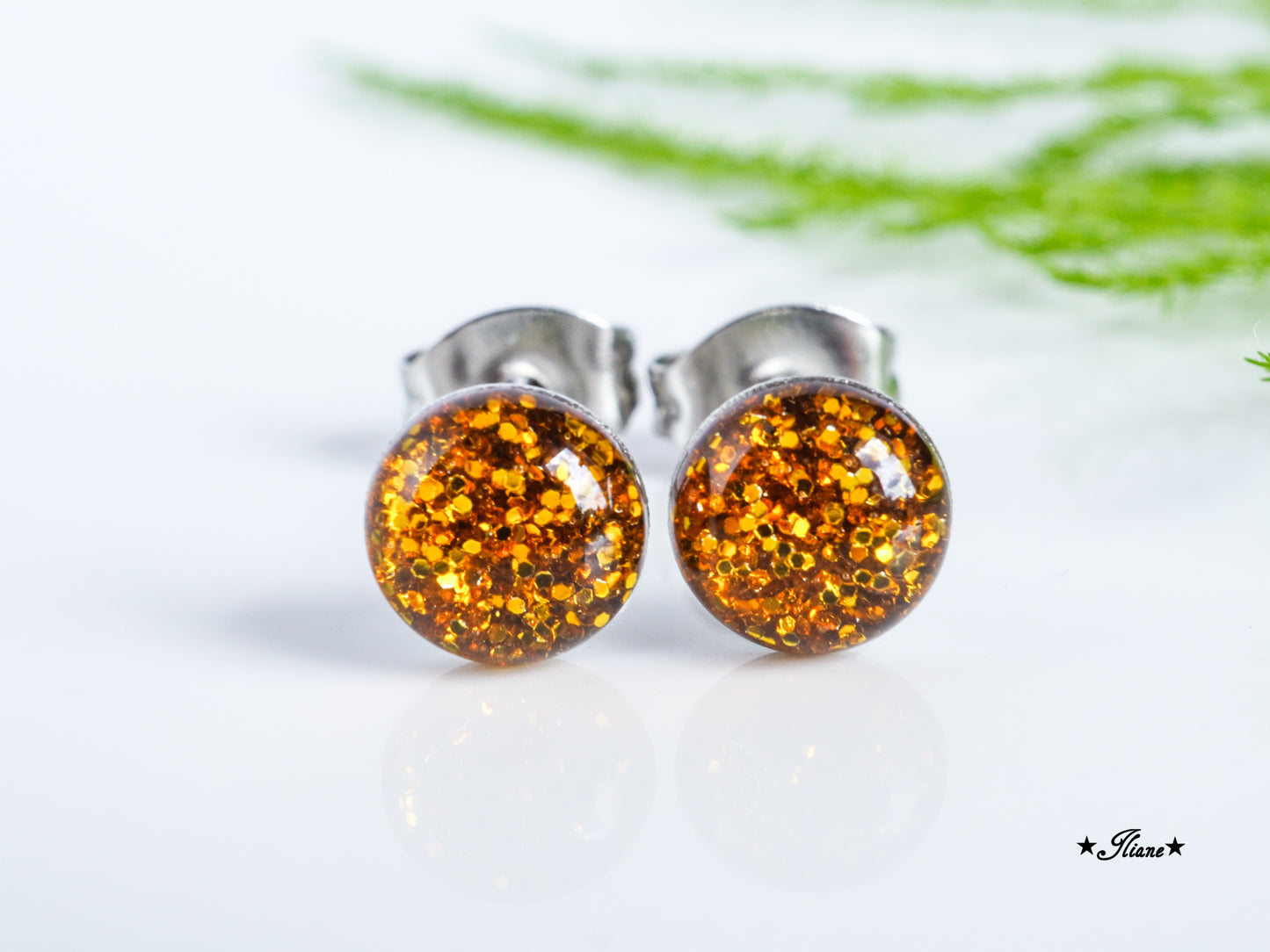 30 Farben - Ohrstecker aus Edelstahl mit Glitzer