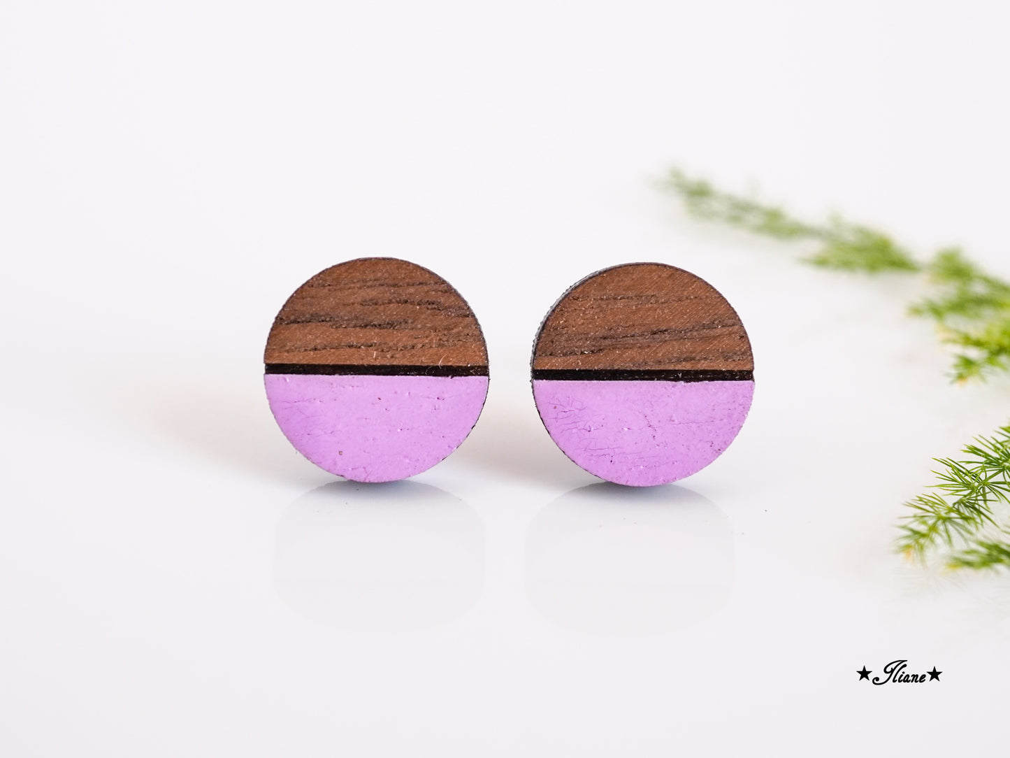 Ohrstecker aus Holz - Pastell Geo