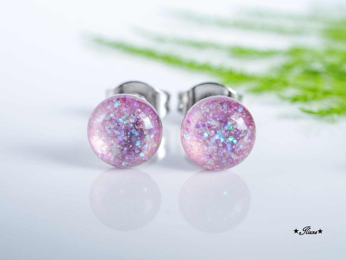 30 Farben - Ohrstecker aus Edelstahl mit Glitzer