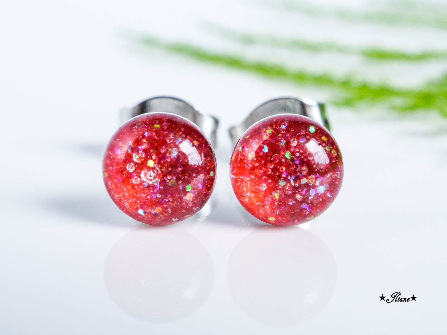 30 Farben - Ohrstecker aus Edelstahl mit Glitzer